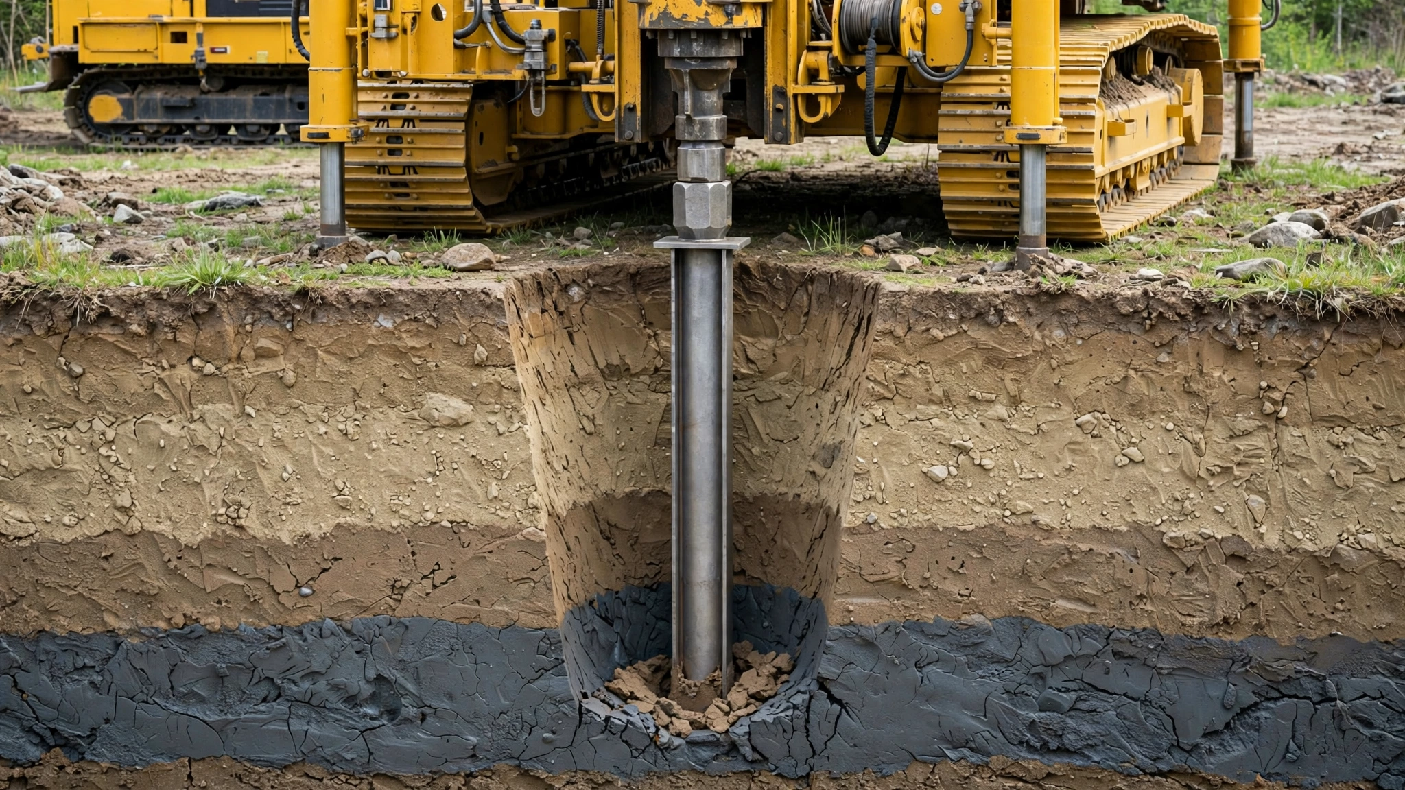 Pile driving soil guide 