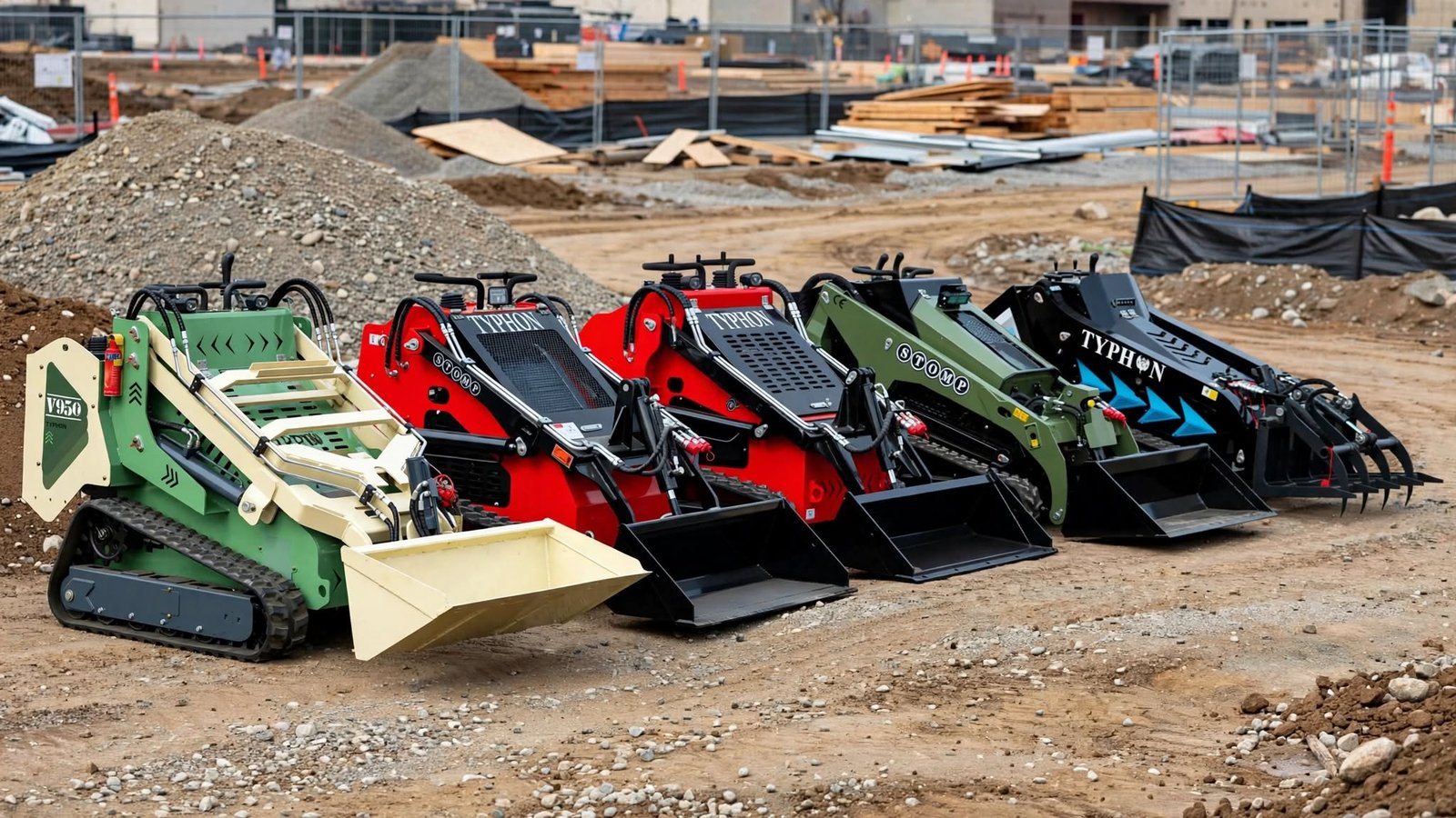TYPHON skid steer models performing heavy-duty landscaping tasks